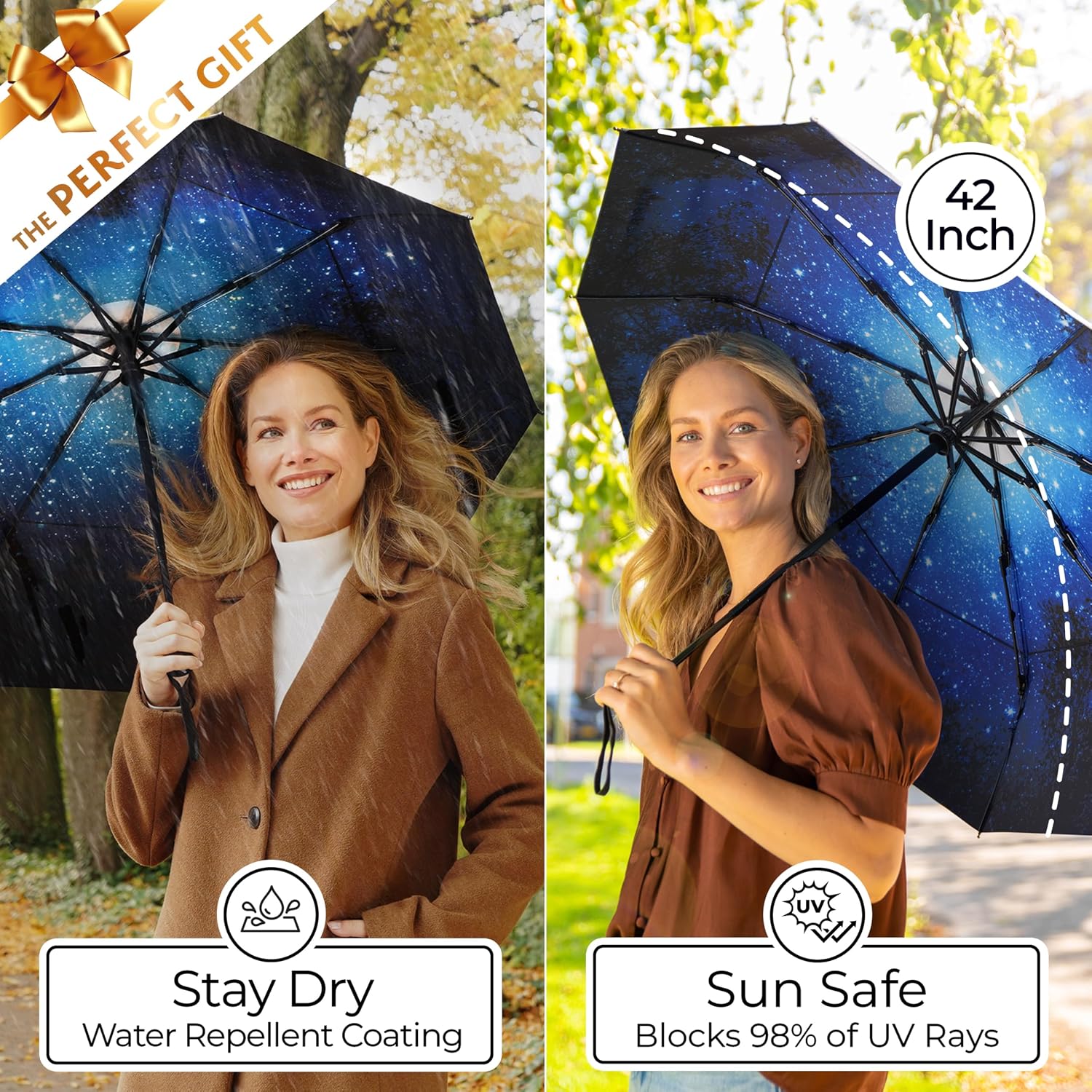 Strongest Windproof Travel Umbrella (Compact, 100MPH Wind-Tested), Light, Portable, One-Handed Use, Automatic Folding Rain Umbrella, Durable, Premium Grip, Fits Car & Backpack - Image 5